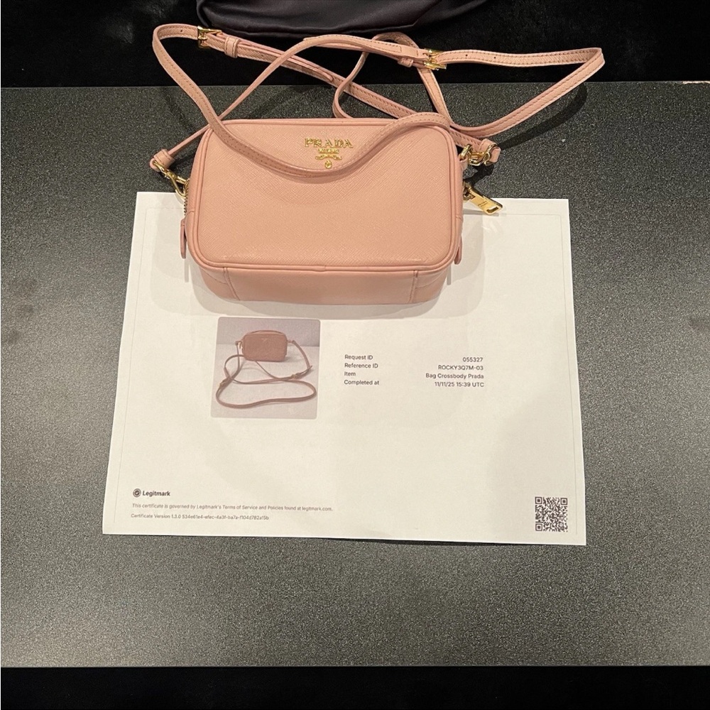 Prada Saffiano Mini Crossbody Bag Pink Gold Hardware